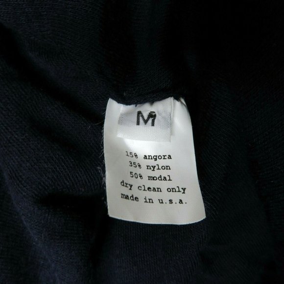 Neal Sperling Open Drape Front Angora Cardigan Sweater M Navy Blue USA Made VTG - Picture 9 of 10